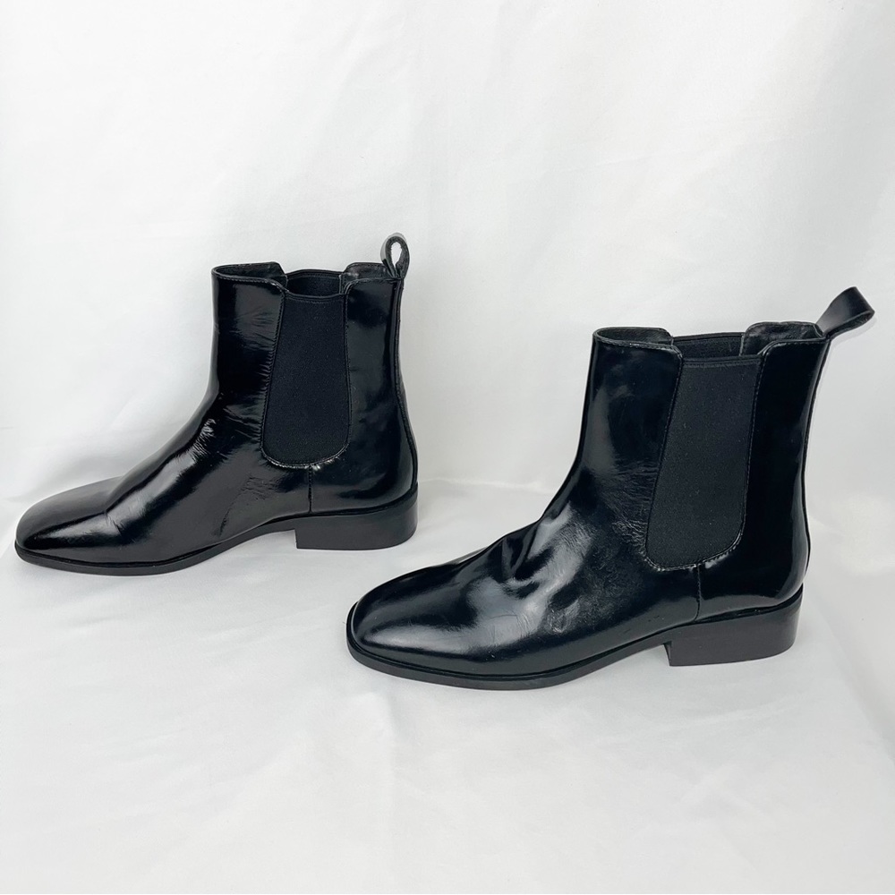 Jeffrey Campbell Emrys Black Patent Leather Square Toe Chelsea Boots Sz7 NWOB - Picture 6 of 16